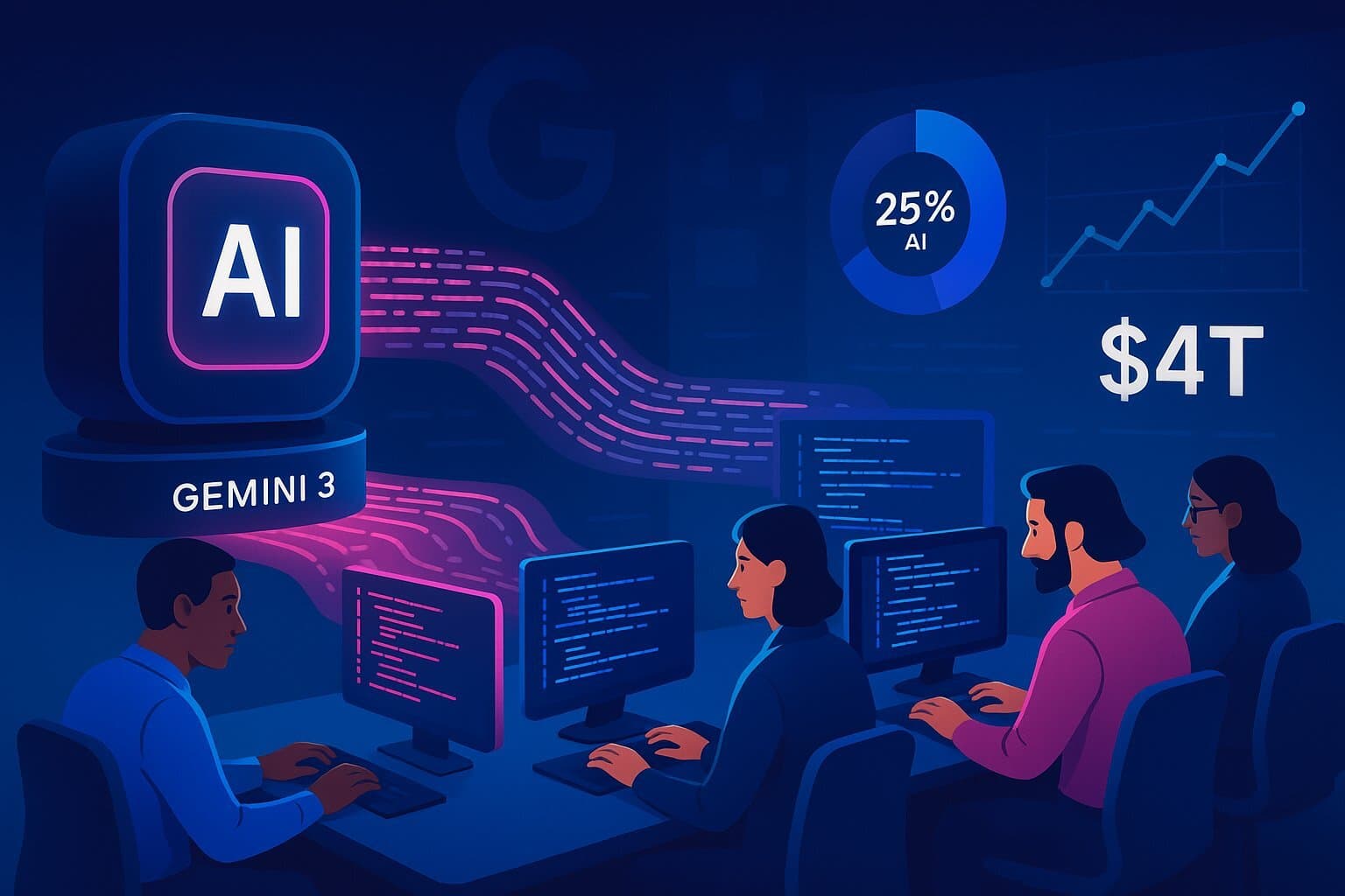 The dawn of AI-augmented coding: 25% of enterprise code now authored by AI.