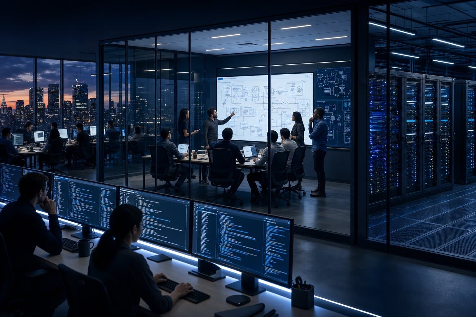 The dual reality of architect-led AI in modern enterprise: human strategy guiding machine intelligence.