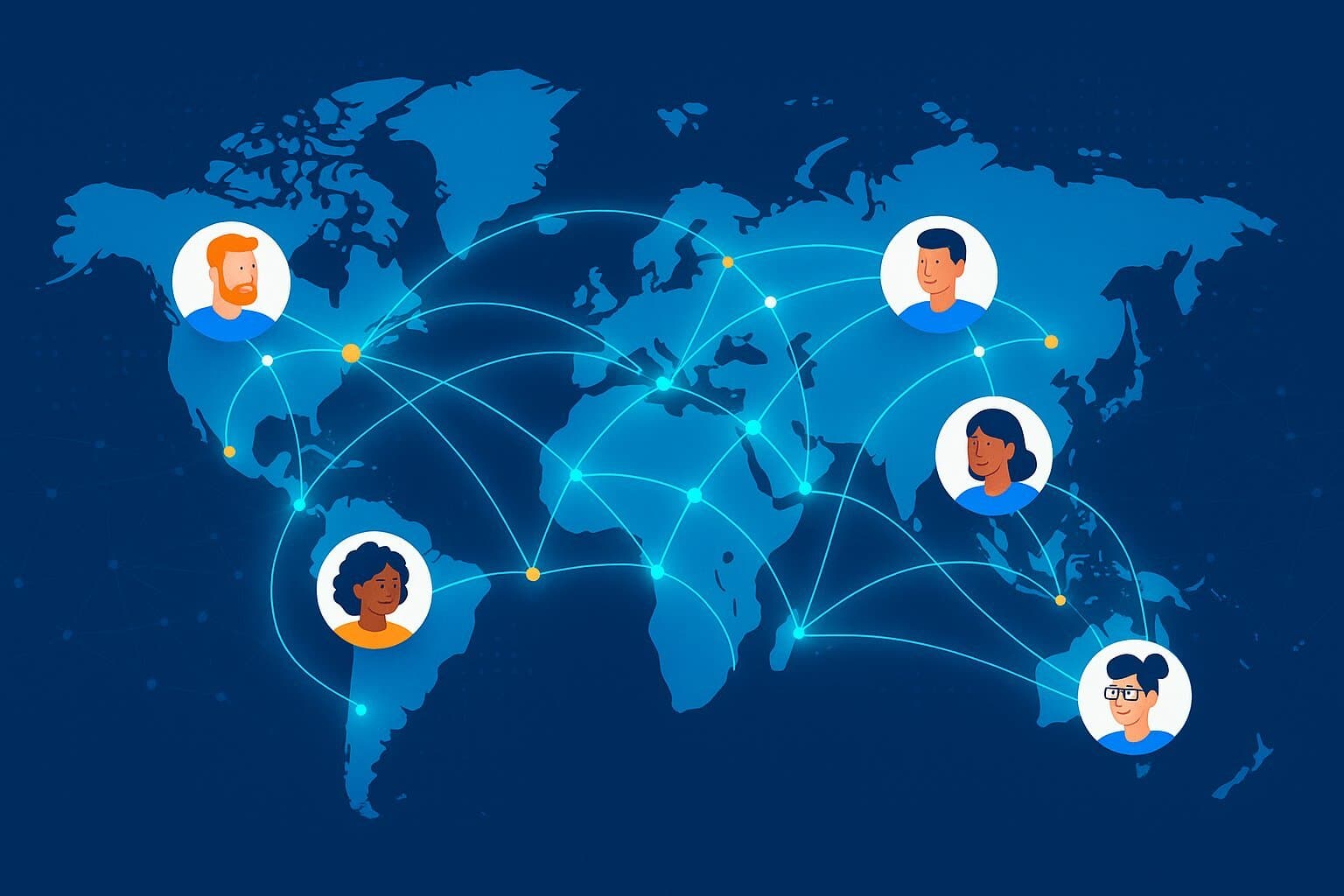 Hero Image: Visualizing the global connectivity and innovation that software outsourcing offers.