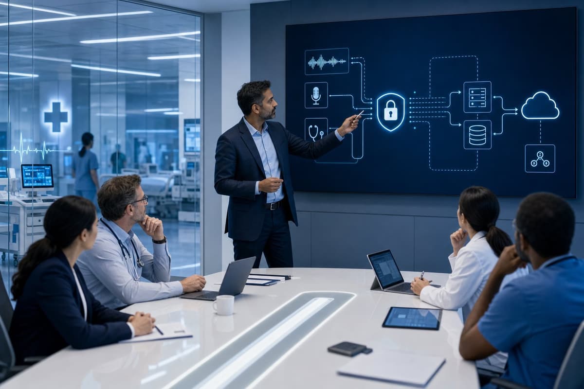 Modern healthcare leaders must rigorously evaluate AI scribe architectures to secure patient data in a complex legal landscape.