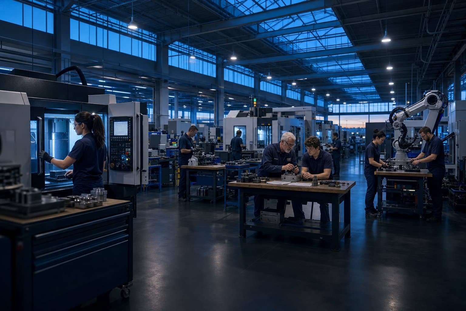 A modern manufacturing facility, representing the transition and critical knowledge at risk as veteran operators retire.
