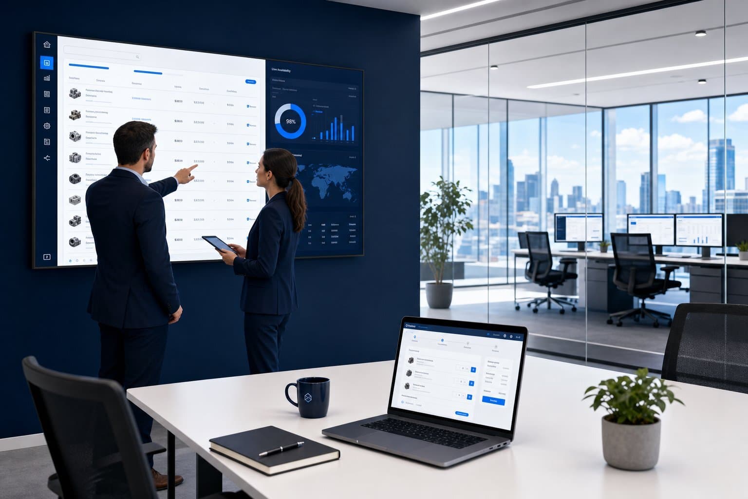 A contemporary office exemplifies frictionless B2B self-service ordering in action.