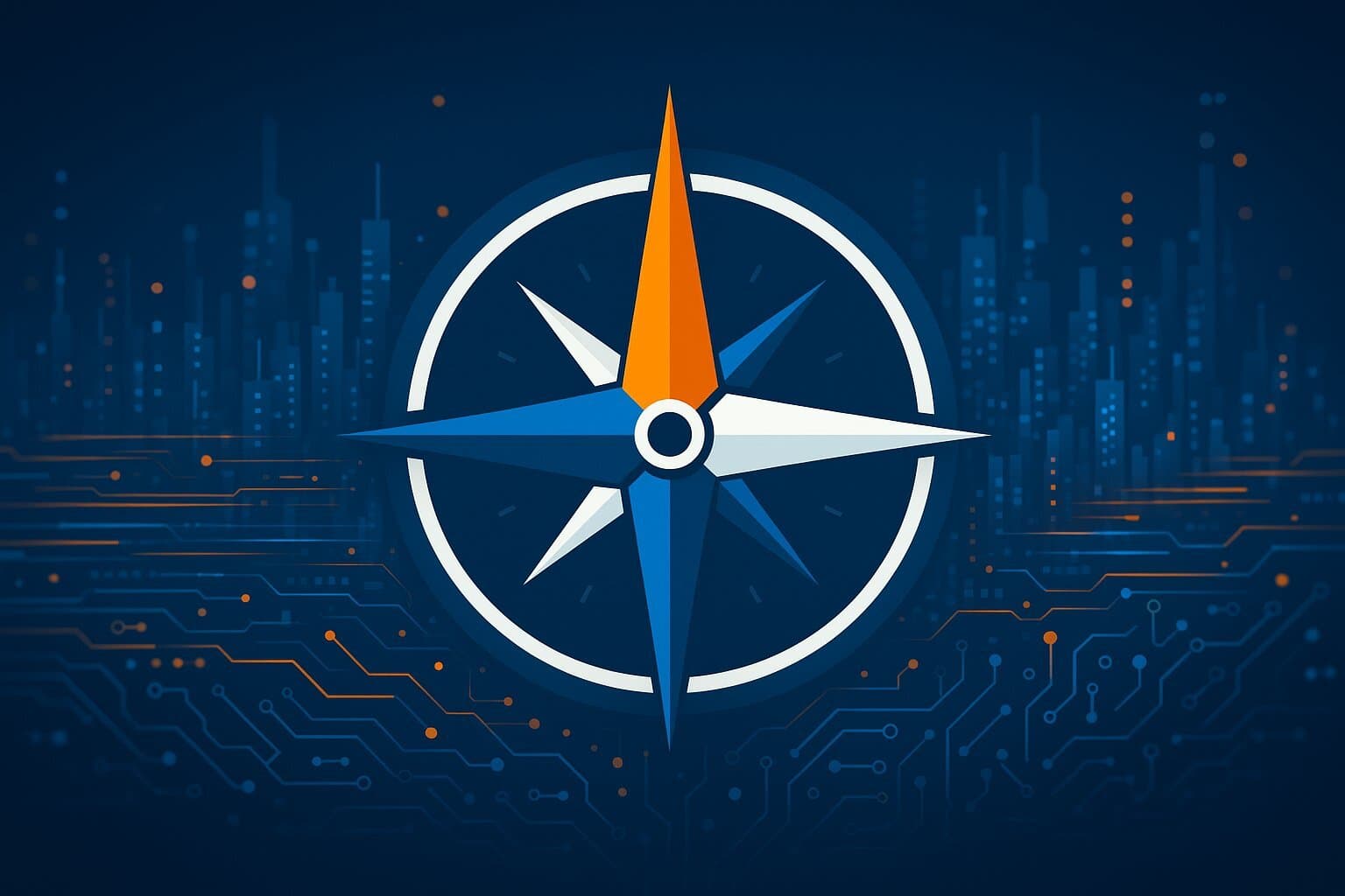 Visual metaphor: Aligning IT strategy as a compass to drive business goals.